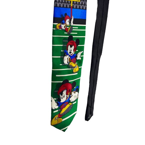 Vintage Disney Silk Tie Mickey Unlimited Mickey Mouse Playing Football Necktie - Picture 3 of 4